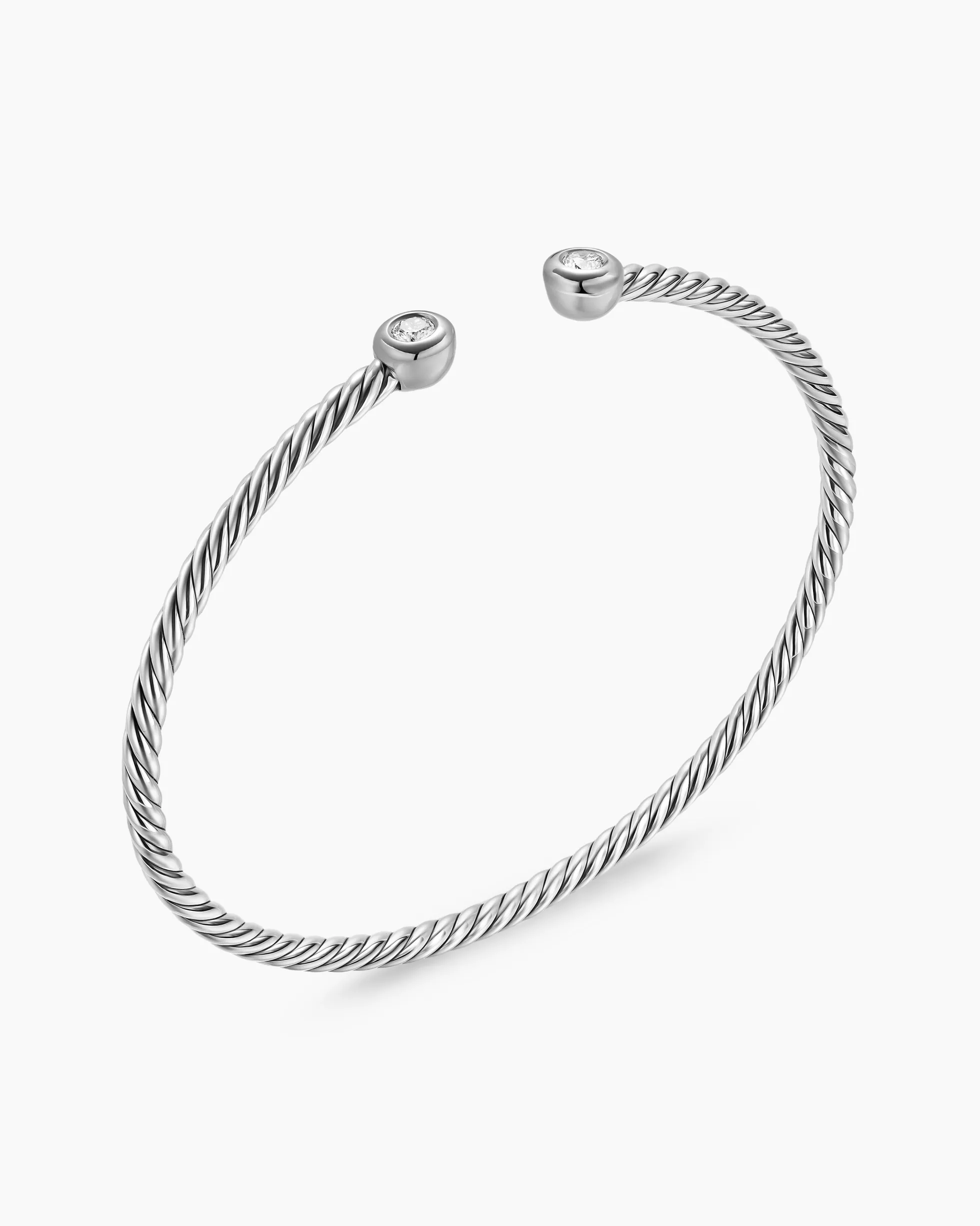Micro Cable Flex® Round Bracelet Sterling Silver with Diamonds, 2.6mm
