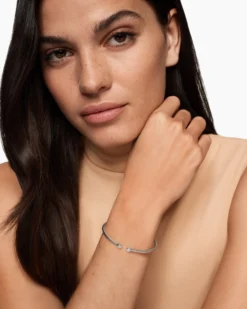 Micro Cable Flex® Round Bracelet Sterling Silver with Diamonds, 2.6mm
