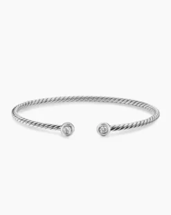 Micro Cable Flex® Round Bracelet Sterling Silver with Diamonds, 2.6mm