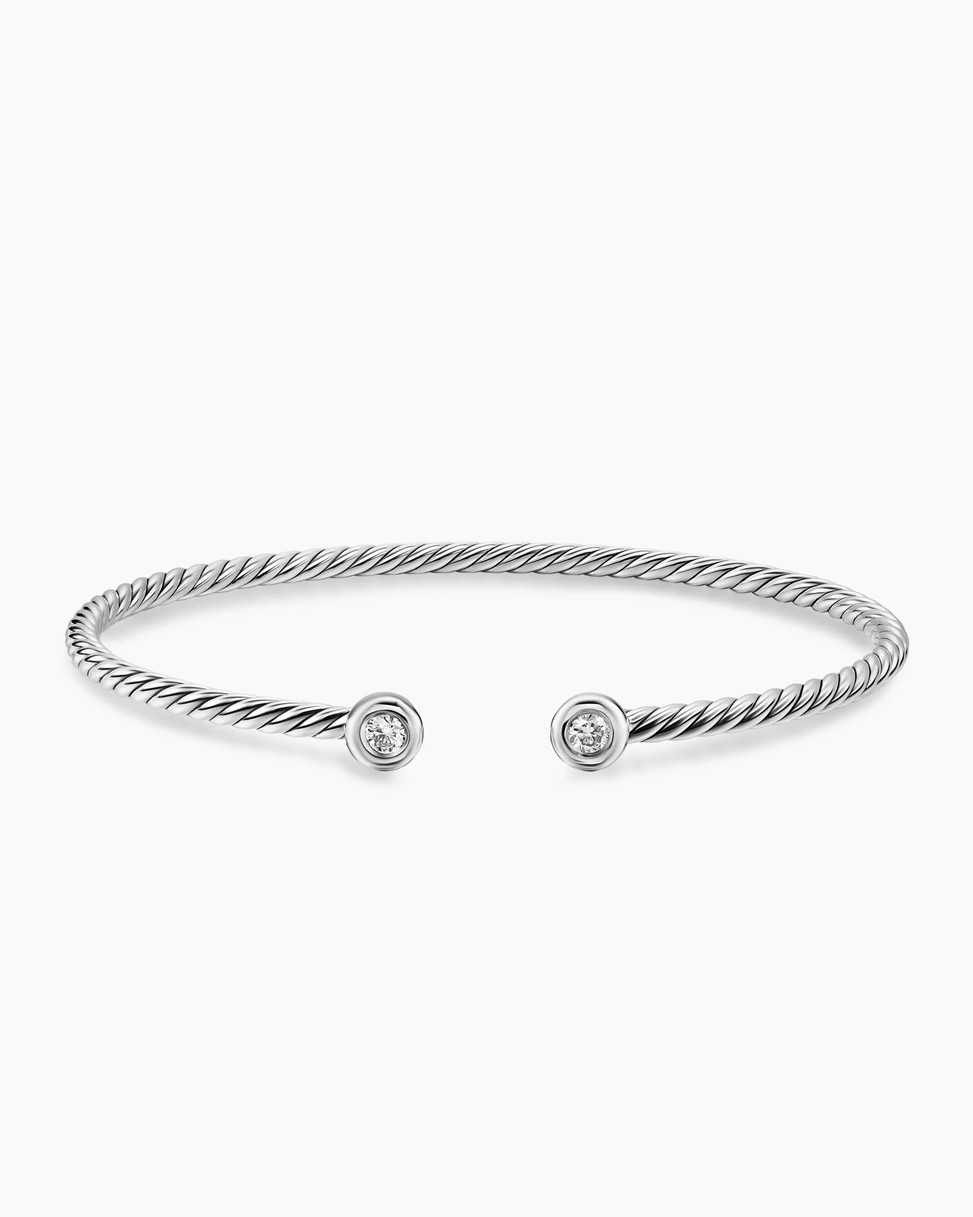 Micro Cable Flex® Round Bracelet Sterling Silver with Diamonds, 2.6mm