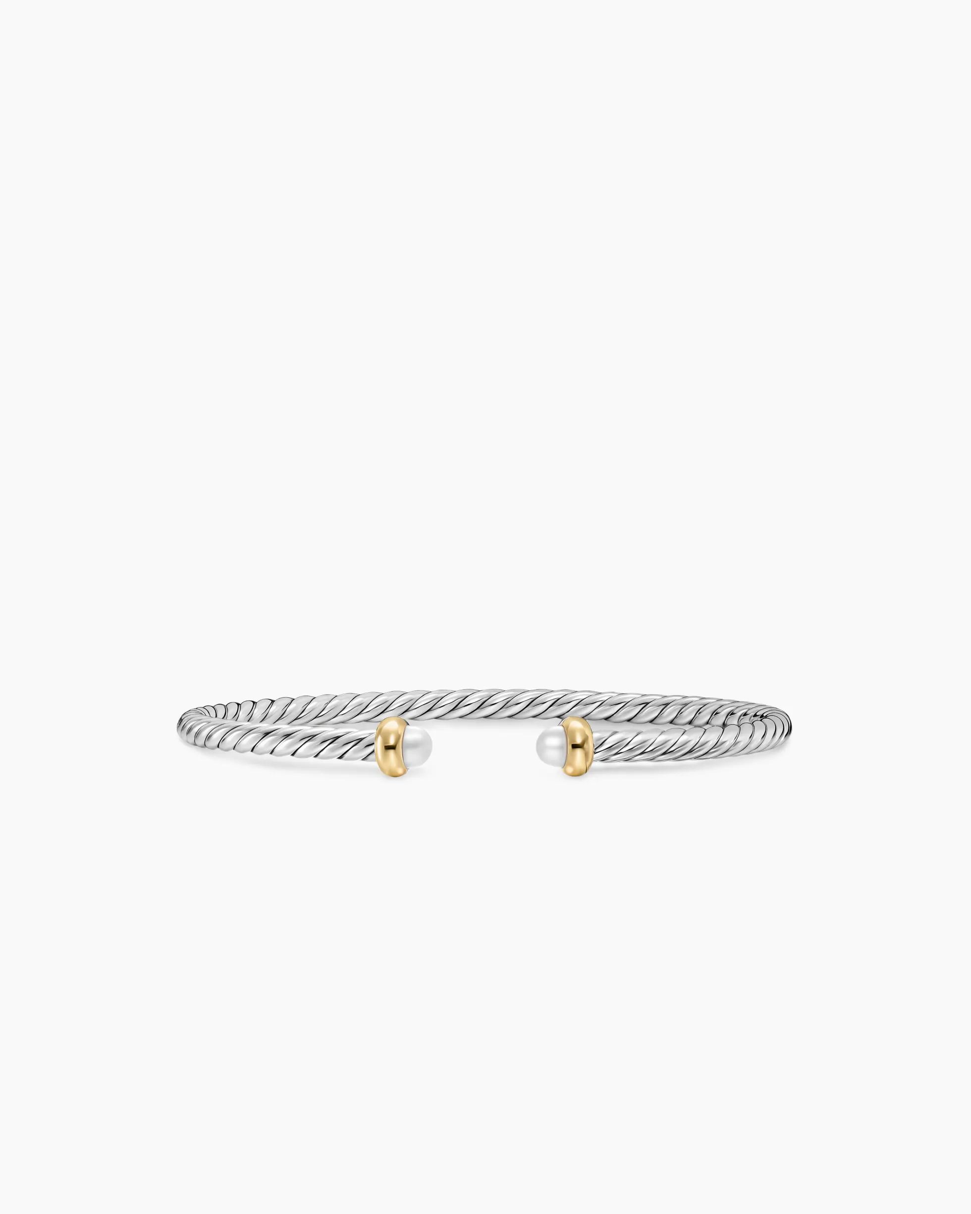 Micro Cable Flex® Teen Bracelet Sterling Silver with 14K Yellow Gold and Pearls, 2.6mm