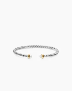 Micro Cable Flex® Teen Bracelet Sterling Silver with 14K Yellow Gold and Pearls, 2.6mm