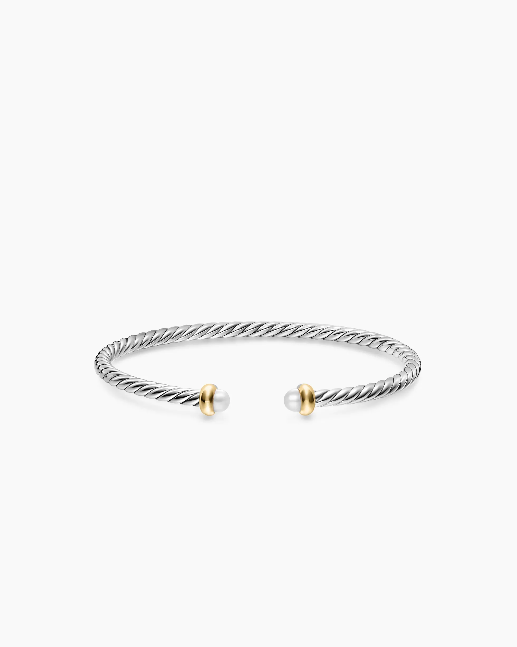 Micro Cable Flex® Teen Bracelet Sterling Silver with 14K Yellow Gold and Pearls, 2.6mm