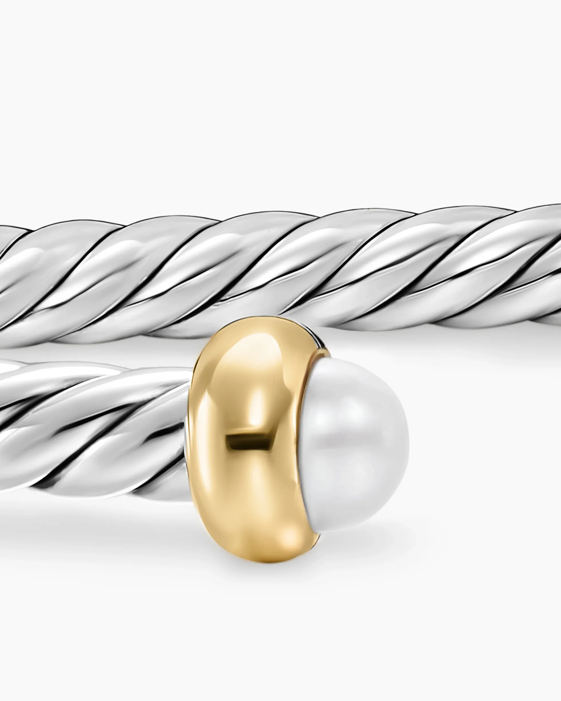 Micro Cable Flex® Teen Bracelet Sterling Silver with 14K Yellow Gold and Pearls, 2.6mm
