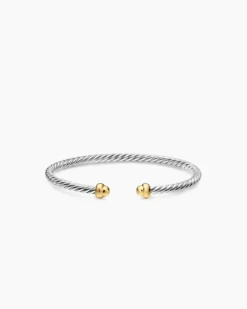Micro Cable Flex® Teen Bracelet Sterling Silver with 14K Yellow Gold, 2.6mm