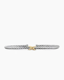 Micro Cable Flex® X Bracelet Sterling Silver with 14K Yellow Gold, 2.6mm
