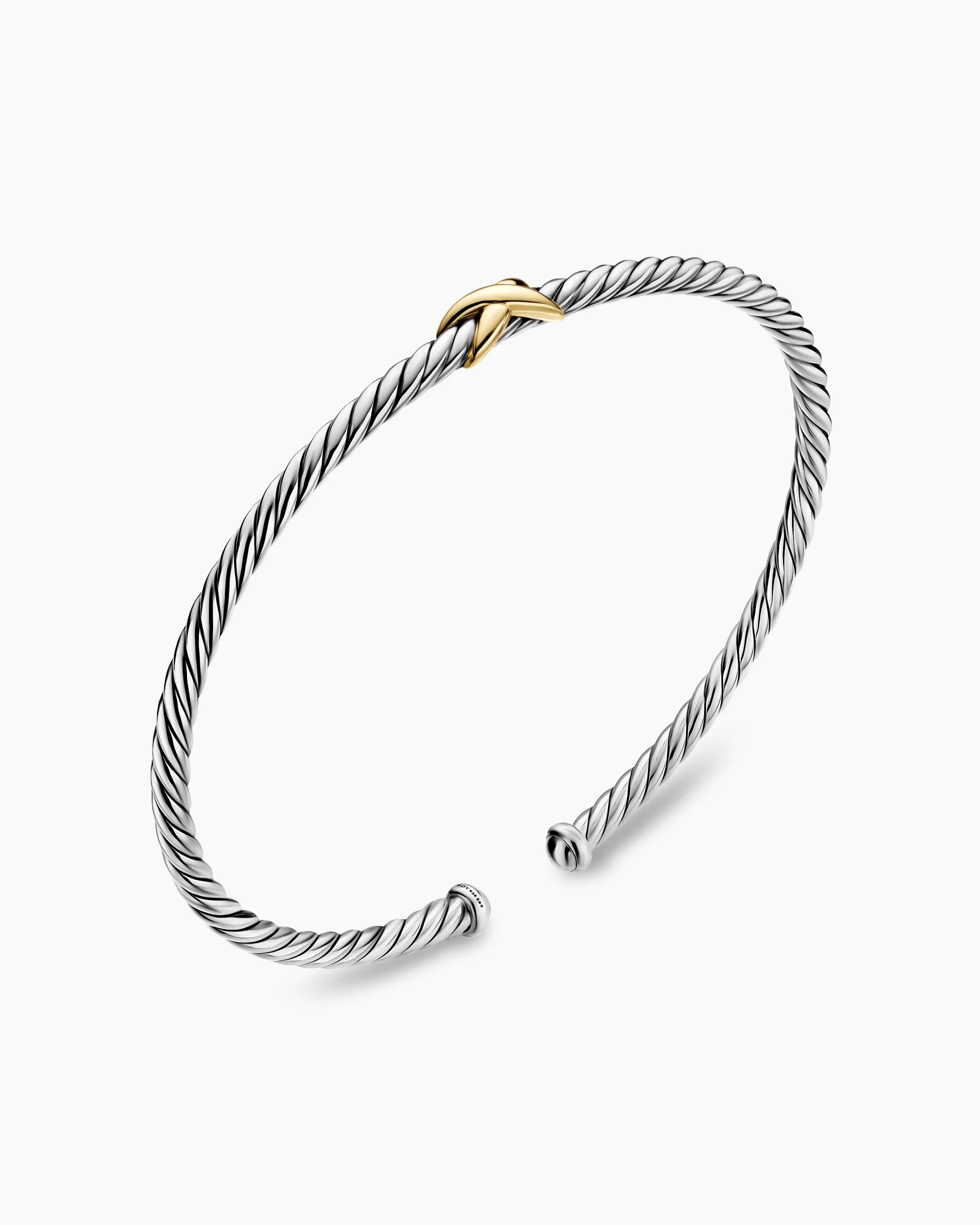 Micro Cable Flex® X Bracelet Sterling Silver with 14K Yellow Gold, 2.6mm