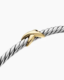 Micro Cable Flex® X Bracelet Sterling Silver with 14K Yellow Gold, 2.6mm