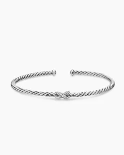 Micro Cable Flex® X Bracelet Sterling Silver with Diamonds, 2.6mm