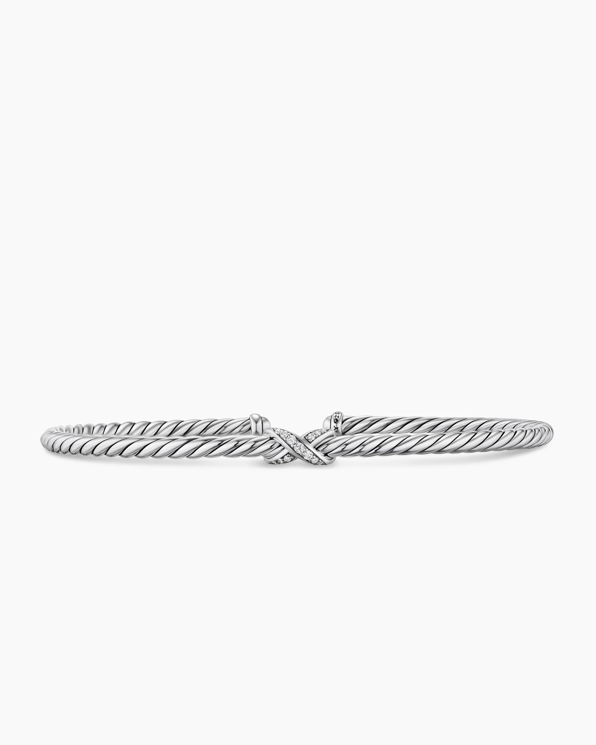 Micro Cable Flex® X Bracelet Sterling Silver with Diamonds, 2.6mm