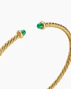 Micro Cablespira® Flex Bracelet 18K Yellow Gold with Emeralds, 2.6mm
