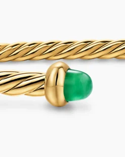 Micro Cablespira® Flex Bracelet 18K Yellow Gold with Emeralds, 2.6mm