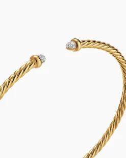Micro Cablespira® Flex Bracelet 18K Yellow Gold with Pavé Diamond Domes, 2.6mm