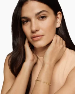 Micro Cablespira® Flex Bracelet 18K Yellow Gold with Pavé Diamond Domes, 2.6mm