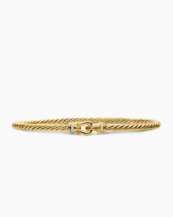 Micro Cablespira® Flex Buckle Bracelet 18K Yellow Gold with Diamonds, 2.6mm