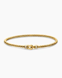Micro Cablespira® Flex Buckle Bracelet 18K Yellow Gold with Diamonds, 2.6mm
