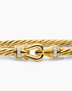 Micro Cablespira® Flex Buckle Bracelet 18K Yellow Gold with Diamonds, 2.6mm
