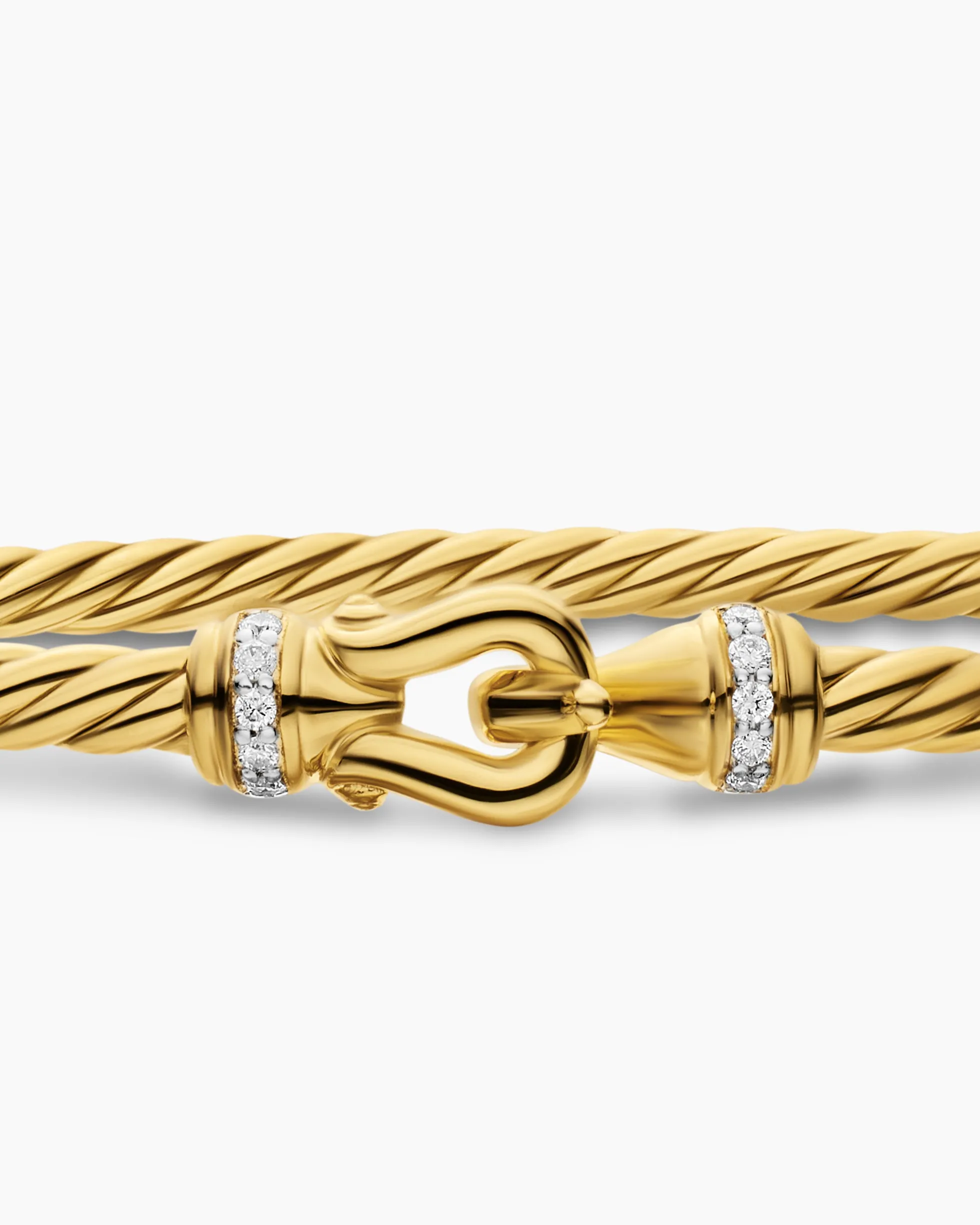 Micro Cablespira® Flex Buckle Bracelet 18K Yellow Gold with Diamonds, 2.6mm