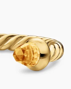 Micro Cablespira® Flex Open Ring 18K Yellow Gold with Citrine, 2.5mm