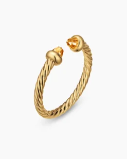 Micro Cablespira® Flex Open Ring 18K Yellow Gold with Citrine, 2.5mm