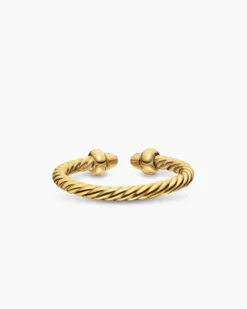 Micro Cablespira® Flex Open Ring 18K Yellow Gold with Pavé Diamond Domes, 2.5mm