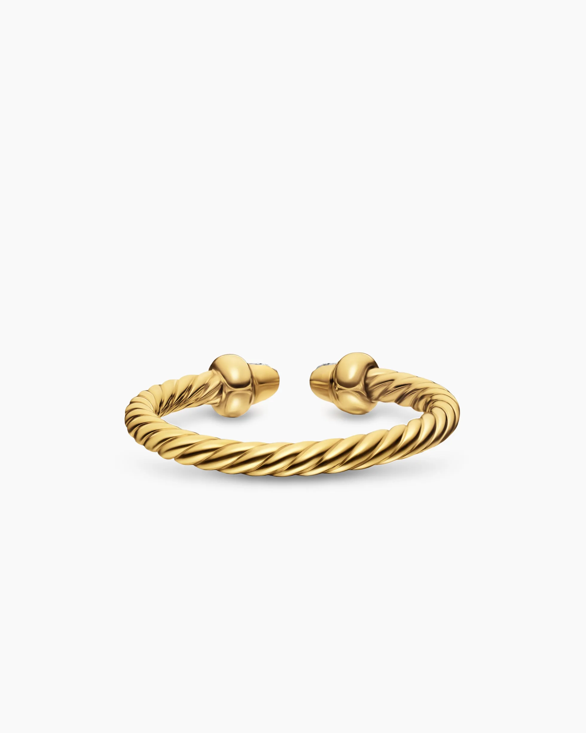 Micro Cablespira® Flex Open Ring 18K Yellow Gold with Pavé Diamond Domes, 2.5mm