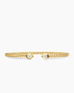 Micro Cablespira® Flex Pear Bracelet 18K Yellow Gold with Diamonds, 2.6mm