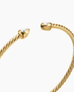 Micro Cablespira® Flex Pear Bracelet 18K Yellow Gold with Diamonds, 2.6mm