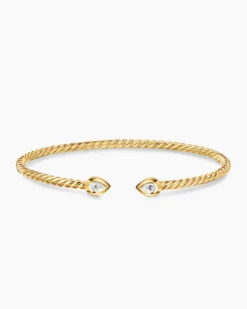 Micro Cablespira® Flex Pear Bracelet 18K Yellow Gold with Diamonds, 2.6mm