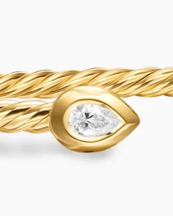 Micro Cablespira® Flex Pear Bracelet 18K Yellow Gold with Diamonds, 2.6mm