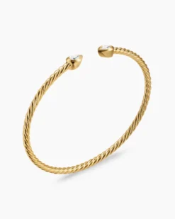 Micro Cablespira® Flex Pear Bracelet 18K Yellow Gold with Diamonds, 2.6mm