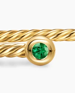 Micro Cablespira® Flex Round Bracelet 18K Yellow Gold with Emeralds, 2.6mm