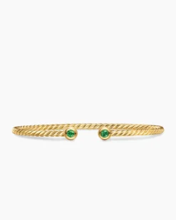 Micro Cablespira® Flex Round Bracelet 18K Yellow Gold with Emeralds, 2.6mm