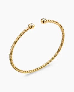 Micro Cablespira® Flex Round Bracelet 18K Yellow Gold with Diamonds, 2.6mm