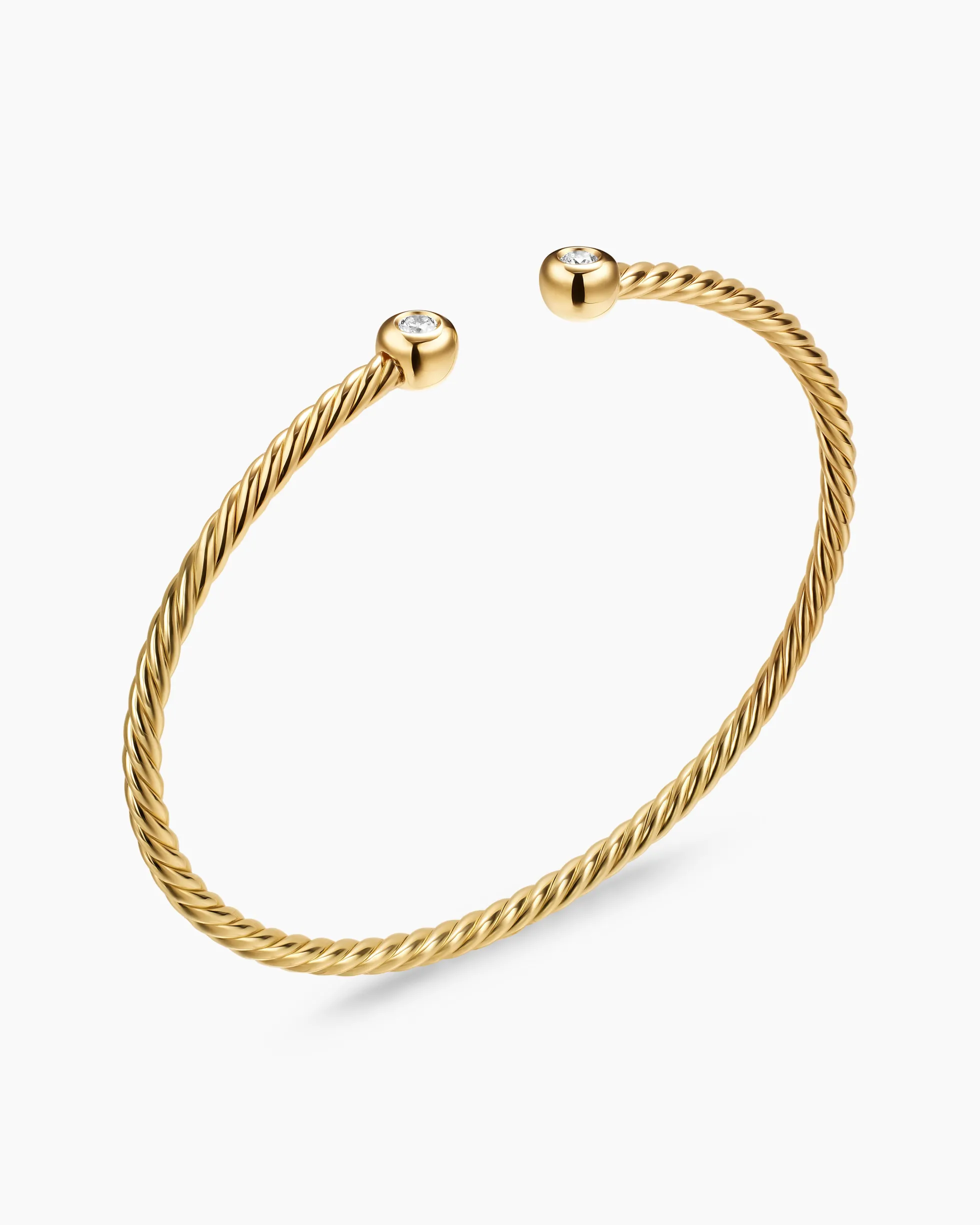 Micro Cablespira® Flex Round Bracelet 18K Yellow Gold with Diamonds, 2.6mm