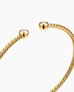 Micro Cablespira® Flex Round Bracelet 18K Yellow Gold with Diamonds, 2.6mm