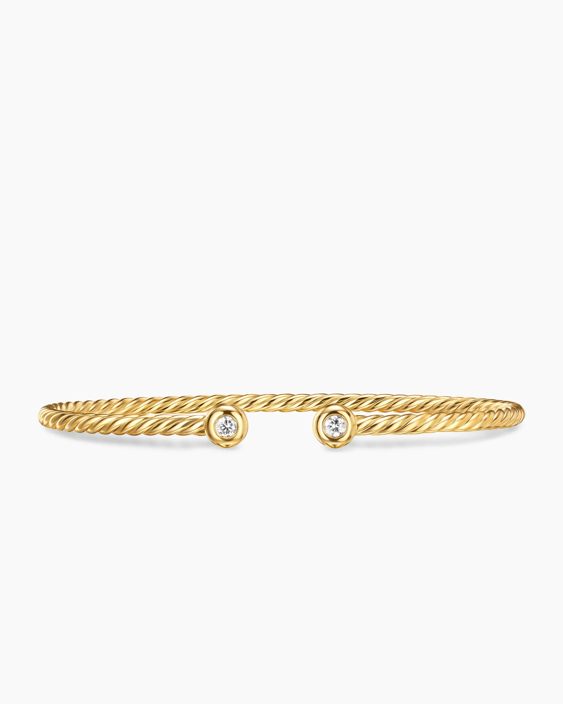 Micro Cablespira® Flex Round Bracelet 18K Yellow Gold with Diamonds, 2.6mm