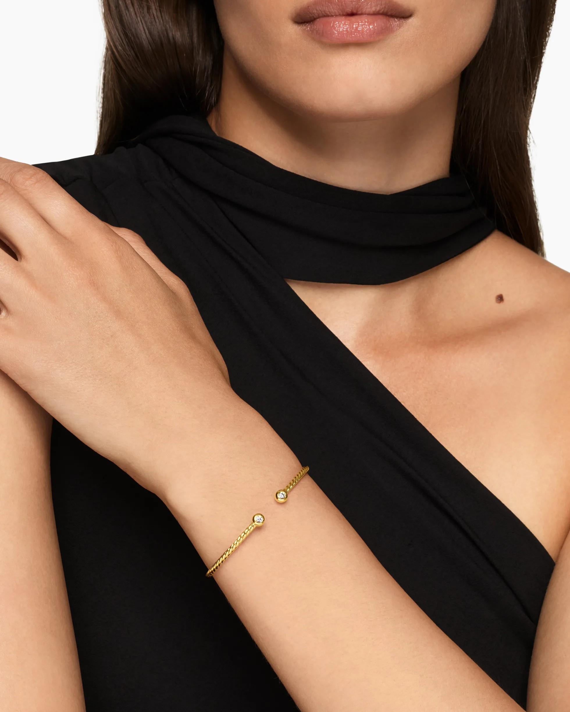 Micro Cablespira® Flex Round Bracelet 18K Yellow Gold with Diamonds, 2.6mm
