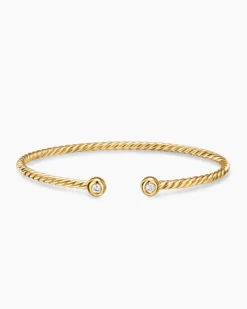 Micro Cablespira® Flex Round Bracelet 18K Yellow Gold with Diamonds, 2.6mm