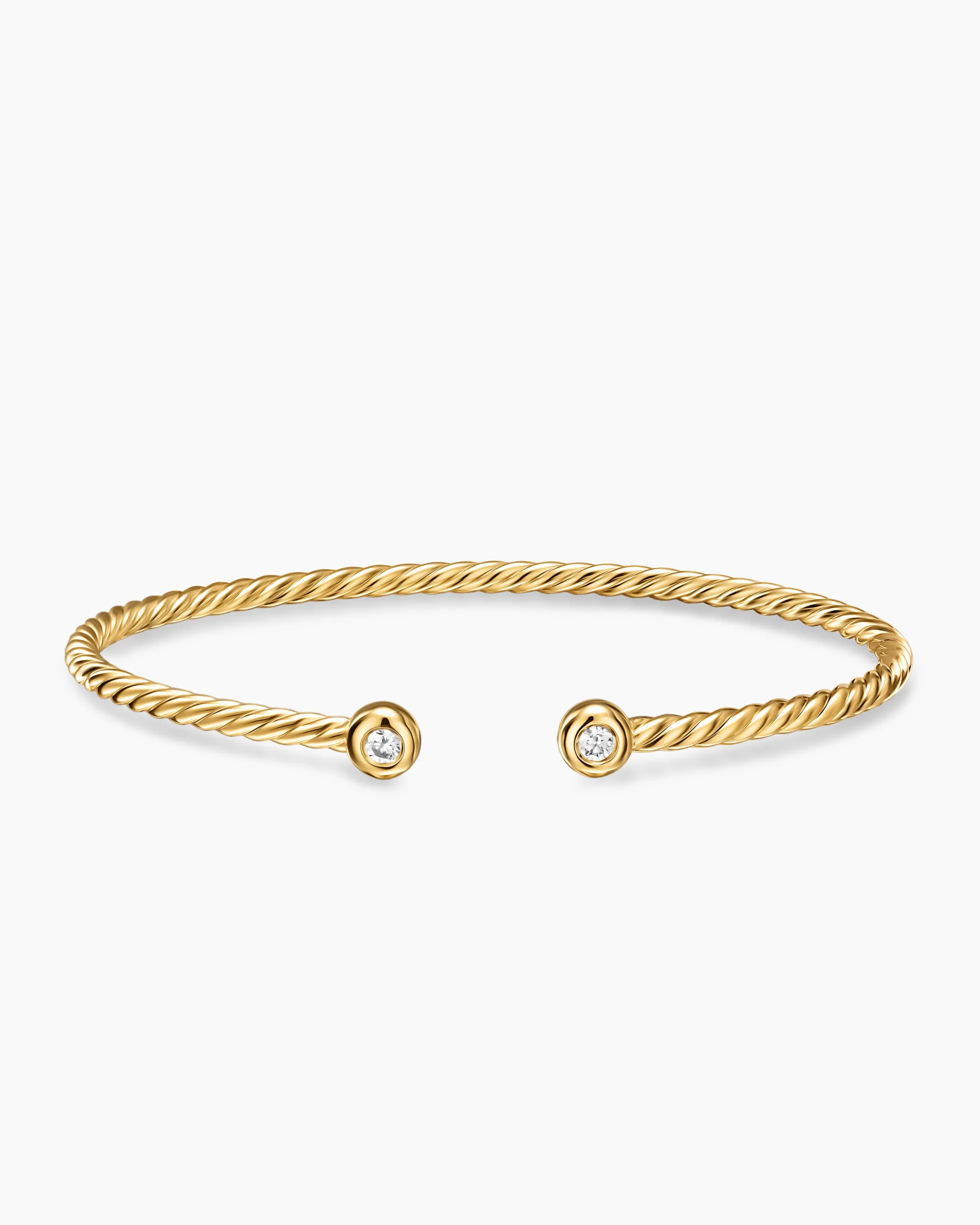 Micro Cablespira® Flex Round Bracelet 18K Yellow Gold with Diamonds, 2.6mm