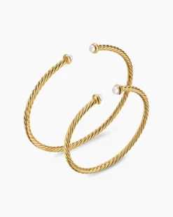 Micro Cablespira® Flex Teen Bracelet 18K Yellow Gold with Pearls, 2.6mm
