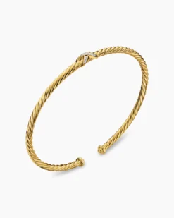 Micro Cablespira® Flex X Bracelet 18K Yellow Gold with Diamonds, 2.6mm