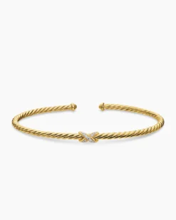 Micro Cablespira® Flex X Bracelet 18K Yellow Gold with Diamonds, 2.6mm