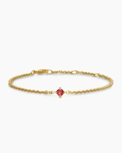 Micro Chatelaine® Chain Bracelet 18K Yellow Gold with Garnet, 4mm