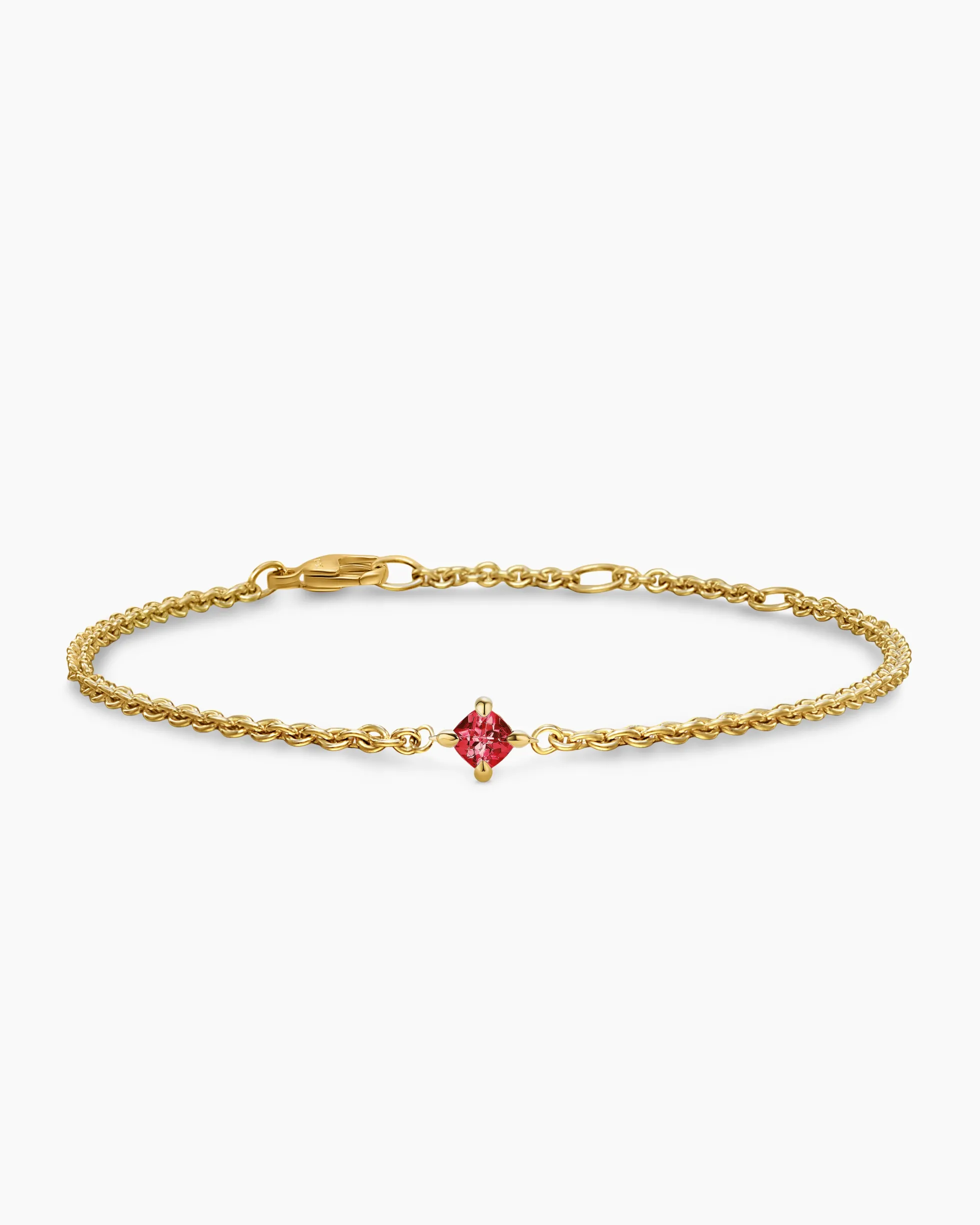 Micro Chatelaine® Chain Bracelet 18K Yellow Gold with Garnet, 4mm
