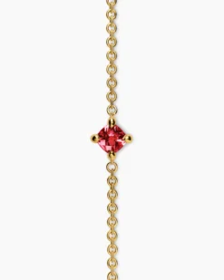 Micro Chatelaine® Chain Bracelet 18K Yellow Gold with Garnet, 4mm