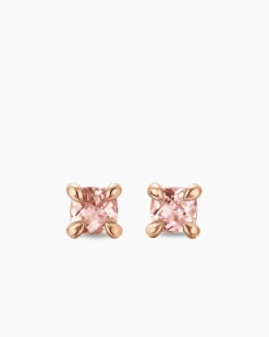 Micro Chatelaine® Stud Earrings 18K Rose Gold with Morganite, 4.8mm
