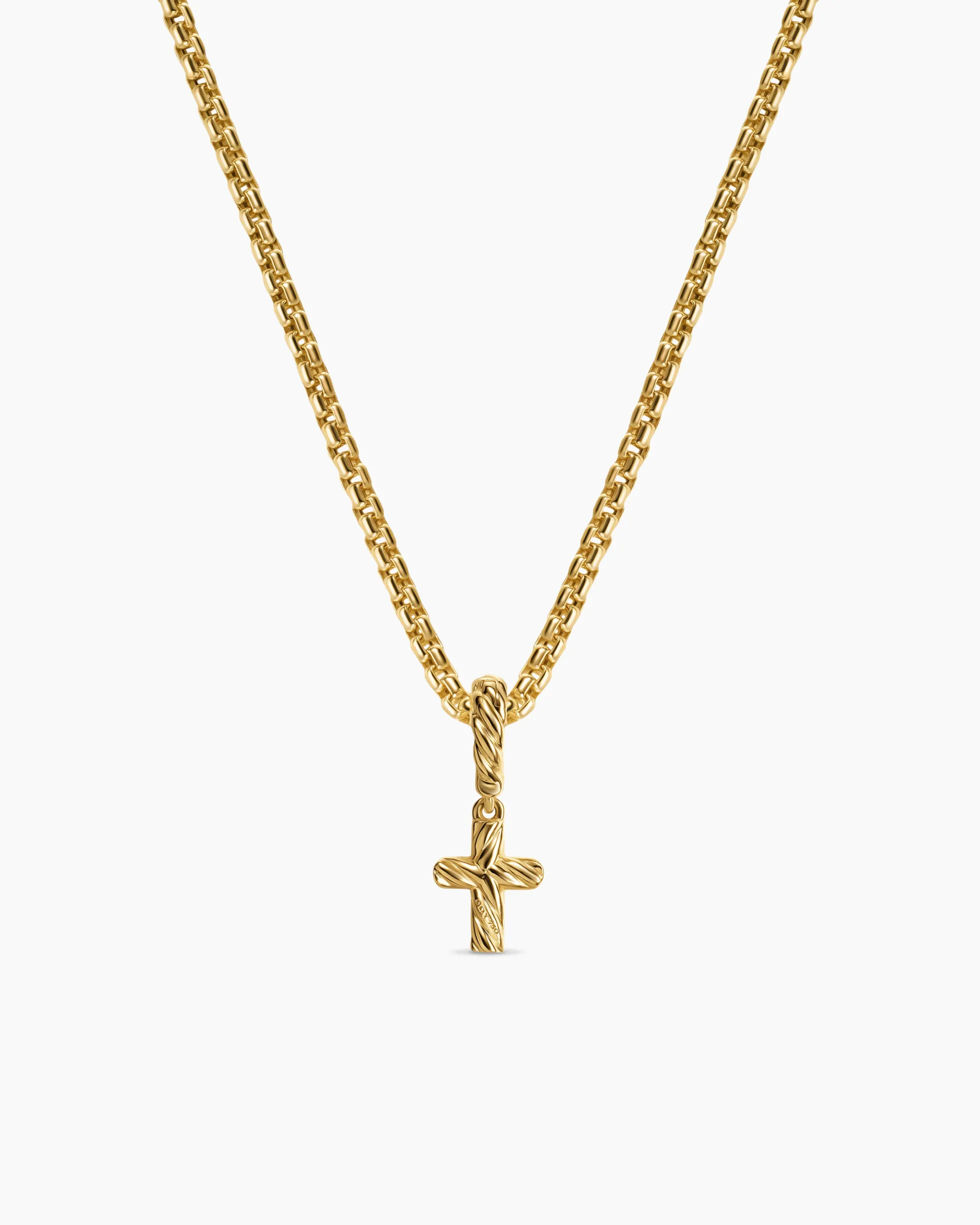 Micro Pavé Cross Amulet 18K Yellow Gold with Diamonds, 8mm