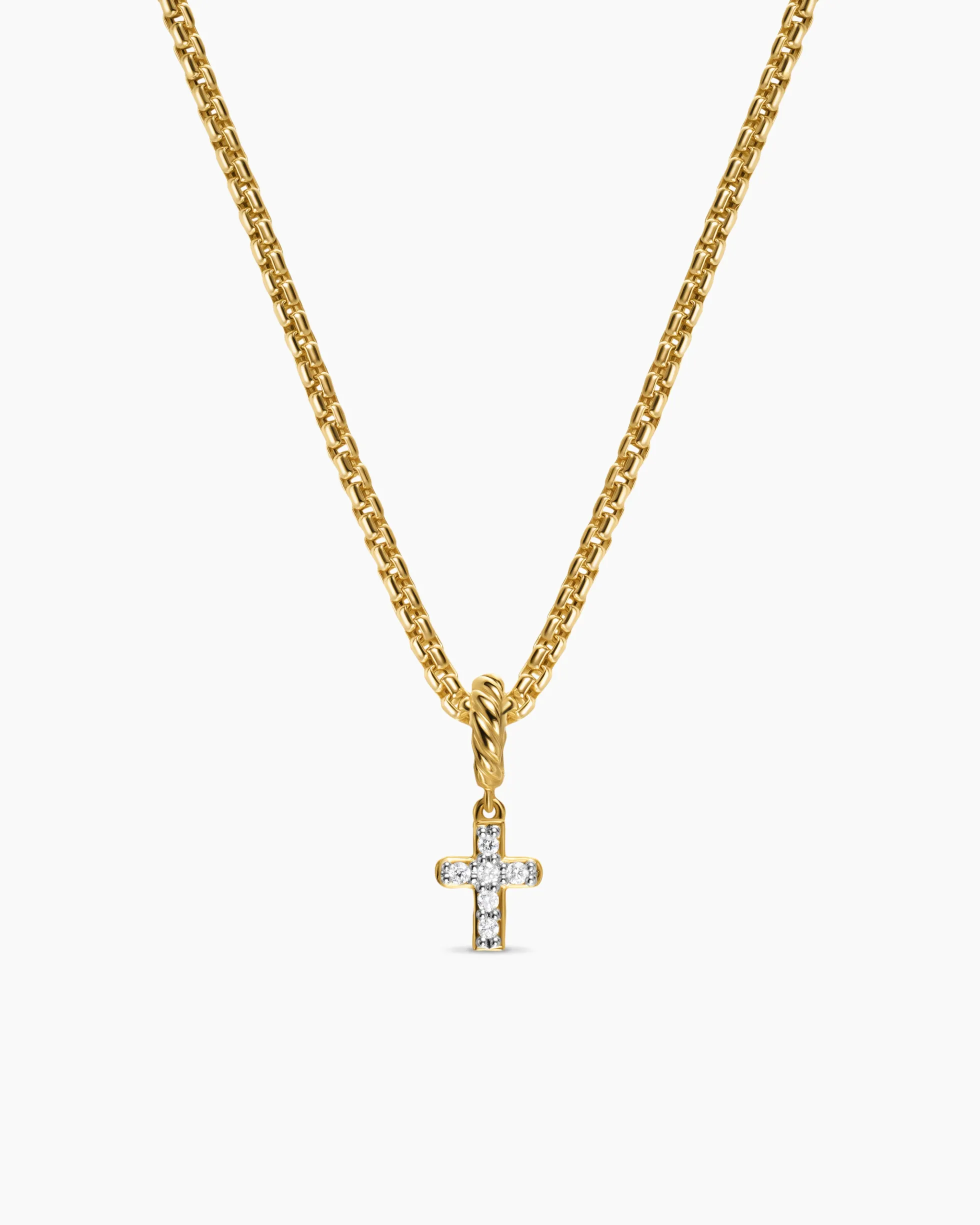 Micro Pavé Cross Amulet 18K Yellow Gold with Diamonds, 8mm
