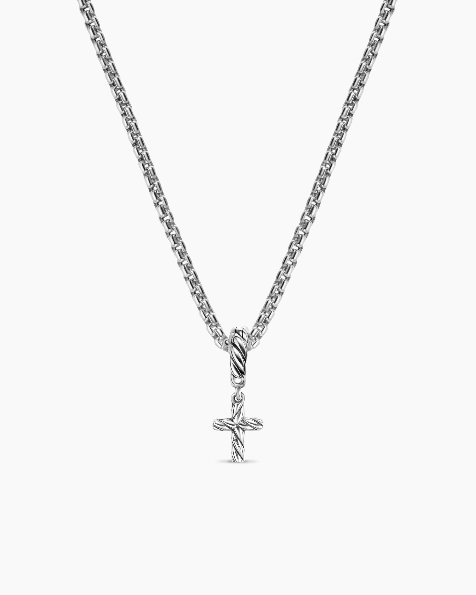 Micro Pavé Cross Amulet Sterling Silver with Diamonds, 8mm